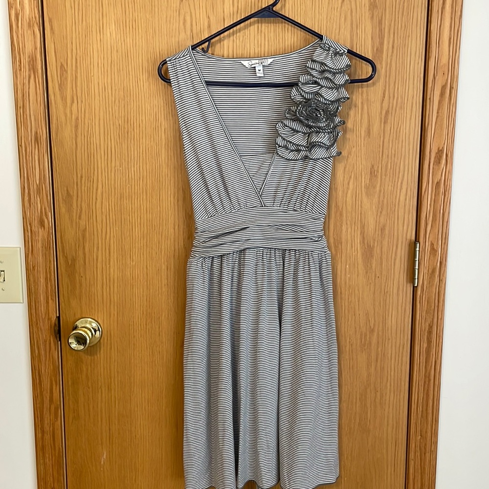 Gray and white striped dress